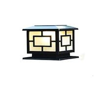 V-Vormige Retro Buiten Solar Pilaarlamp Ip65 Waterdicht Landschap Led Paallamp Straat Tuin Gazons Aluminium Glas Lantaarn Villa Patio Veranda Kolomlamp Met Intelligente Afstandsbediening Pad (Glas Zw