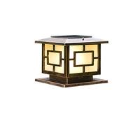 V-Vormige Retro Buiten Solar Pilaarlamp Ip65 Waterdicht Landschap Led Paallamp Straat Tuin Gazons Aluminium Glas Lantaarn Villa Patio Veranda Kolomlamp Met Intelligente Afstandsbediening Pad (Glas Go