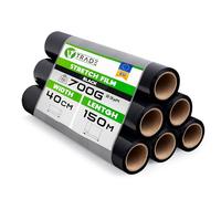 V1 Trade 6x Pellicola Elastica Nera - Pellicola per Mobili - Pellicola da Trasloco Manuale 150m x 40 cm - Rotolo di Pellicola Elastica Nera 23my - Pellicola da Imballaggio su Rotolo - Pellicola