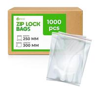 V1 TRADE Buste con chiusura a zip, 250 x 300 mm, 1000 sacchetti richiudibili in plastica trasparente, impermeabili, riutilizzabili, resistenti