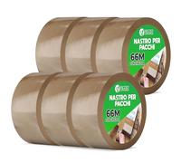 V1 TRADE Nastro Adesivo Pacchi da Imballo Silenzioso Marrone 48 mm x 66 m - 6 x Nastro da Imballaggio Resistente ai UV