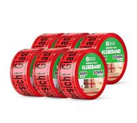V1 TRADE Nastro Fragile Imballaggio 50mm x 66m - 6 x Nastro Adesivo Pacchi da Imballo - Nastro da Imballaggio Rosso/Nero