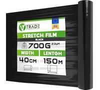 V1 Trade Pellicola elastica nera - Pellicola per mobili - Pellicola per trasloco manuale 150m x 40 cm - Rotolo di pellicola elastica nera 23 my - Pellicola per imballaggio su rotolo - Pellicola da