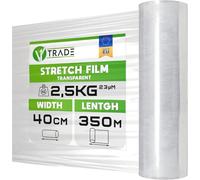 V1 Trade Pellicola elastica trasparente - Rotolo di pellicola elastica 350 m x 40 cm - pellicola per imballaggio 23 my - pellicola per mobili