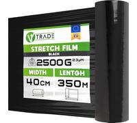 V1 Trade Pellicola Estensibile Nera - Pellicola per Mobili - Pellicola per Trasloco Manuale 350m x 40 cm - Rotolo di Pellicola Estensibile Nera 23my - Pellicola per Imballaggio su Rotolo - Pellicola