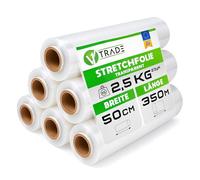 V1 Trade pellicola per imballaggio rotolo - 6 film estensibile trasparente 23 micron - pellicola da imballaggio 350m x 50cm - imballaggio per trasloco, scatole, mobili, pallet