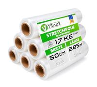 V1 TRADE Pellicola elastica da 500 mm, trasparente, 6 pellicole avvolgenti, 285 m/50 cm, materiale da imballaggio, pellicola per mobili, pellicola per trasloco