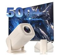 V2 Mini Proiettore Portatile,Android 14 Videoproiettore con 500+ Canali live gratuiti,1280 * 720P,WiFi 2.4G+5G e Bluetooth Proiettori per TV/Telefono/Laptop/altoparlante,Rotazione a 180°