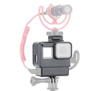 V2 Vlog Case Action Camera Housing Shell Vlogging Cage Frame con Cold Shoe Mount per GoPro Hero 7 6 5 Nero per Microfono Esterno & Pro 3.5mm Mic Adapter