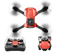 V26 Fold Drone, Telecomando Aereo Con Telecamera 4K HD, Modalità Sensore Di Gravità, Flips 3D, Controllo App, Traiettoria Flight, RC Quadcopter Droni-Red No Aerial photography||2 PCS Battery