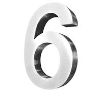 V2Aox Numero Civico Acciaio Inox Design Arial Tutti I Numeri 3D / 2D 20cm/25cm, Numero civico/Versione :6 / 3D