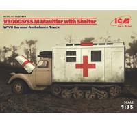 V3000s/ss M Maultier With Shelter, Wwii German Truck 1:35 Plastic Model Kit ICM