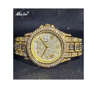 (V320R Oro)Relogio Masculino Luxury Ice Out Diamond Watch Multifunction Date Adjust Calendar Quartz