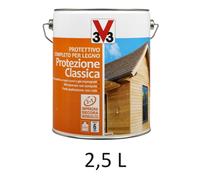 V33 Impregnante 112321 Noce Scuro 2,5 Litri Protettivo Completo per Legno Protez