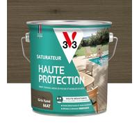 V33 Saturatore per esterni in legno grigio fumo opaco, per terrazze e mobili da giardino, ad alta resistenza, acqua clorata, raggi UV e grasso, senza pulire e non scivolare, resina di origine