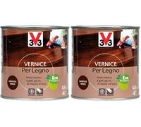 V33 Vernice per Legno Marrone Opaco 0.5 L (Confezione da 2)