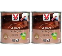 V33 Vernice per Legno Noce Scuro Birllante 0.5 L (Confezione da 2)