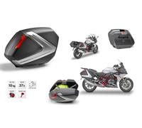 V37N GIVI COPPIA di VALIGIE LATERALI 37LT NERE con INSERTI ARGENTO MONOKEY® side