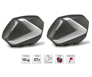 V37NT GIVI COPPIA di VALIGIE LATERALI 37LT NERE con INSERTI ARGENTO MONOKEY side