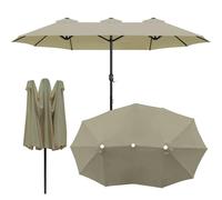 V3VOGUE Telo di Ricambio per Ombrellone Doppio da Esterno 12 Stecche, 465x270cm Teli di Ricambio per Ombrellone Tavolo da Giardino Rettangolare Extra Large, Copertura in Tessuto Impermeabile(Taupe)