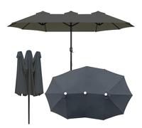 V3VOGUE Telo di Ricambio per Ombrellone Doppio da Esterno 12 Stecche, 465x270cm Teli di Ricambio per Ombrellone Tavolo da Giardino Rettangolare Extra Large, Copertura in Tessuto Impermeabile(Greys)