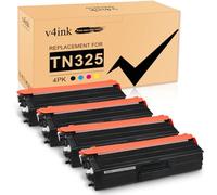 v4ink Compatibile Toner Cartridge Sostituzione per Brother TN325BK TN325 per uso con HL-4150CDN HL-4140CN HL-4570CDW HL-4570CDWT MFC-9460CDN MFC-9465CDN DCP-9055CDN HL-L8250CDN MFC-L8650CDW (4 Pack)