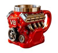 V8 Engine Coffee Mug, Retro-Engine Coffee Mug, Engine Themed Coffee Cups, Engines Stainless Steel Cup, Double Wall Insulation,for Mechanics, Car Enthusiasts, Husband or Dad