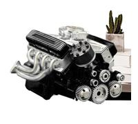 V8 Engine Model Resin Building Block, Educational Science Toy for Kids, Realistic Mechanical Display for Desk, Room Decor, Bookshelf, Learning Game Gift, 5.91x4.33x4.13 Inches
