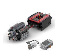 V8 Motor mit Power Functions - MOC Klemmbausteine Getriebe Tech Motor Bauklötze Spielzeug Set, Geschenke für Erwachsene, Autorisiert und entworfen von Little Confused Genius (568 Stück)
