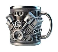 V8 Motori, tazza in acciaio inox, V8 & V6, 3D, design retrò, tazza da caffè creativa, a forma di motore, accessorio per bere divertente, per casa, studio, viaggi