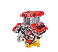 V8 - Set di mattoncini per motore a iniezione diretta con doppia turbocompressione, per adulti, modello di esperimento di scienze fisiche (versione dinamica/2830 pezzi)