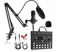 V8S Audio Mixer Live Voice Changer Scheda audio esterna, colore: nero Set cantil