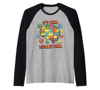 Va Bene Autismo Totalmente Fine Puzzle Neurodiversità cerebrale Maglia con Maniche Raglan