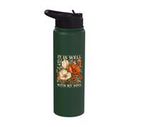 Va bene con il mio inno cristiano floreale dell'anima Stainless Steel Insulated Water Bottle