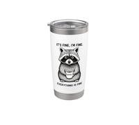 Va bene I'm Fine Coffee Raccoon Bicchiere termico in acciaio inox doppia parete