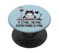 Va bene, sto bene, va tutto bene, caffè per gatti PopSockets PopGrip Adesivo