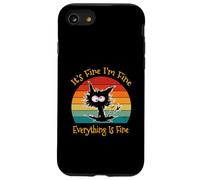 Va bene, sto bene, va tutto bene, divertente gatto nero retrò Custodia per iPhone SE (2020) / 7/8