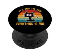 Va bene, sto bene, va tutto bene, divertente gatto nero retrò PopSockets PopGrip Adesivo
