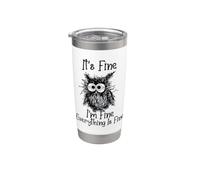 Va bene Sto bene Va tutto bene Funny Owl Meme Bicchiere termico in acciaio inox doppia parete