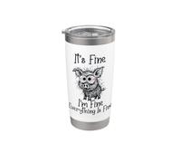 Va bene, sto bene, va tutto bene, Funny Pig Meme Bicchiere termico in acciaio inox doppia parete