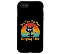 va bene sto bene va tutto bene Funny Retro Black Cat Custodia per iPhone SE (2020) / 7/8