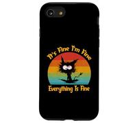 va bene sto bene va tutto bene Funny Retro Black Cat Custodia per iPhone SE (2020) / 7/8