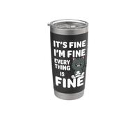 Va bene Sto bene Va tutto bene Meme Funny Cat Bicchiere termico in acciaio inox doppia parete