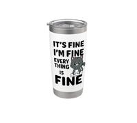Va bene Sto bene Va tutto bene Meme Funny Cat Bicchiere termico in acciaio inox doppia parete