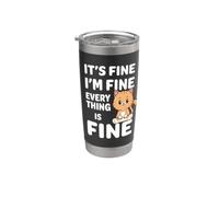 Va bene Sto bene Va tutto bene Meme Funny Cat Bicchiere termico in acciaio inox doppia parete
