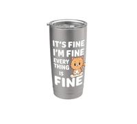 Va bene Sto bene Va tutto bene Meme Funny Cat Bicchiere termico in acciaio inox doppia parete