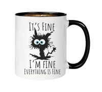 va Bene, Sto Bene, va Tutto Bene, va Bene, Sto Bene, va Tutto Bene, Tazza da Caffè in Gres per Tè e Caffè, Tazze Divertenti, Tazza con Gatto Scherzo, Tazza Personalizzata, Regalo Compleanno, 350 Ml