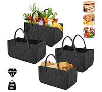 VA-Cerulean 4X sacchetti in feltro per legna da ardere portatile pieghevole per legna da ardere, con manici, grande cestino multiuso per legna da ardere, giornali(Typ A,colore grigio scuro)