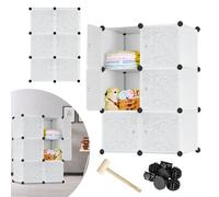 VA-Cerulean di scaffalatura in plastica, con porta, armadio, camera da letto, per vestiti, libri, giocattoli (6 cubi, bianco)