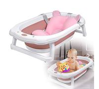 VA-Cerulean Vasca da bagno per bambini pieghevole, vasca da bagno per bambini, Baby Bathtub antiscivolo portatile sedile per vasca da bagno vasca per bambini vasca per neonati bambini, Rosa (con